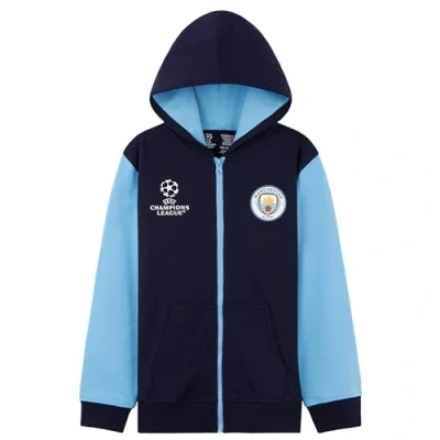 Image of Manchester City F.C. Zip Up Boys&#039; Hoodies Teens Hooded Sweatshirt Man Gifts (Navy/Blue, 7 8 Years)