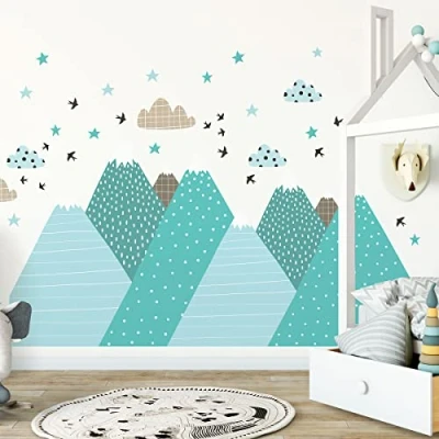 Image of Children&#039;s Wall Stickers Baby Room Decoration Scandinavian Mountains Jessika H120 x L180 cm