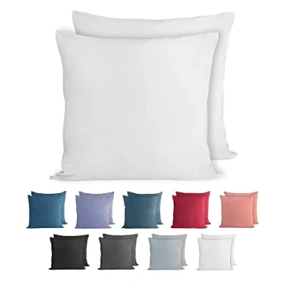 Image of Komfortec 100% Cotton Cushion Covers, Set of 2, 80 x cm, Super Soft Premium Jersey Pillowcase, 150 g/m², Pillow Slip, White