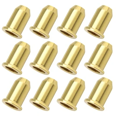 Image of YINETTECH 12pcs Guitar String Ferrules Caps Mounting Buckle Through Body Bushing for Electrical Musical Instruments Parts Gold