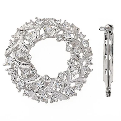 Image of Flybuild Fashion Rhinestone Scarf Ring Silk Buckle Clip Jewelry Gifts for Women