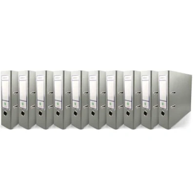 Image of Netuno 10x Lever Arch File A4 Binder Gray 2 Ring with 8cm 3,15 inch Spine Durable Cardboard Organiser for Office School and Home