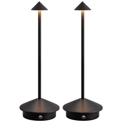 Image of NEWSEE 2 Pack Mini Cordless Table Lamp, Portable LED Desk 4000mAh Rechargeable Battery Powered Lighting, Stepless Dimming for Bedroom, Dining Room, Coffee Shop, Camping(Black)