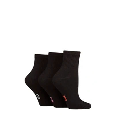 Image of Elle Women&#039;s Half Cushion Socks Soft Breathable Bamboo Material for Sports, Anklet, Plain with Stripes, Size 4 8, Pack of 3 Black