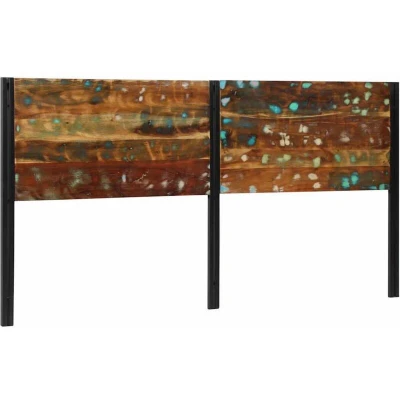 Image of vidaXL reclaimed wood iron headboard brown, 200 cm bedroom bed frame attachment