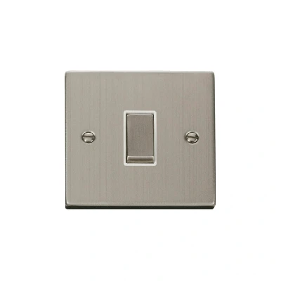 Image of Click Deco 1 Gang 10AX Intermediate Ingot Switch Stainless Steel White Inserts