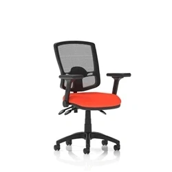 Image of Eclipse Plus III Operator Chair Mesh Back Seat Orange Adjustable Arms