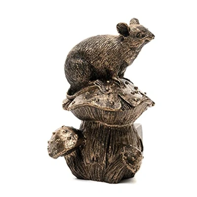 Image of Potty Feet Mouse on Mushrooom Themed Plant Pot Bronze Color Set of 3