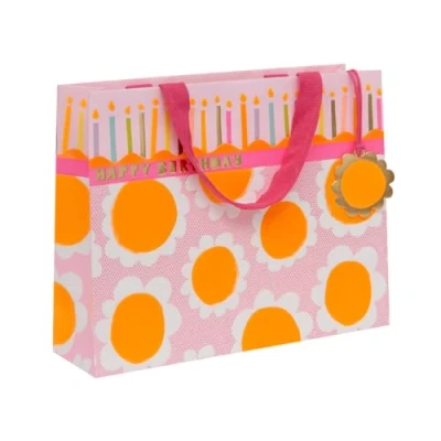 Image of Glick Large Landscape Gift Bag, Dazzling Daisies Luxury Recyclable Bag for Birthdays &amp; Celebrations, 275 x 355 100 mm, Multi Coloured