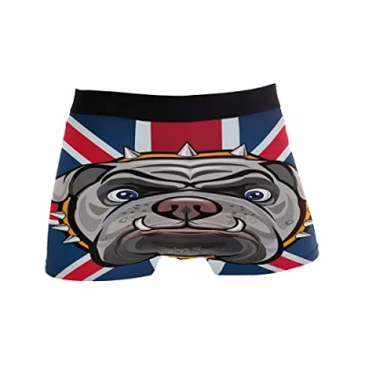 Image of ZZKKO British Flag Bulldog Mens Boxer Briefs Underwear Breathable Stretch Trunk with Pouch L Blue