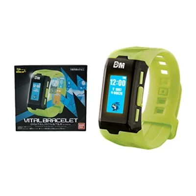 Image of Digimon Vital Bracelet Interactive Fitness Tracker Watch with Step Counter, Heart Rate Monitor, Digital and Virtual Pet Train your Battle Friends Colour Yellow (FREE APP)