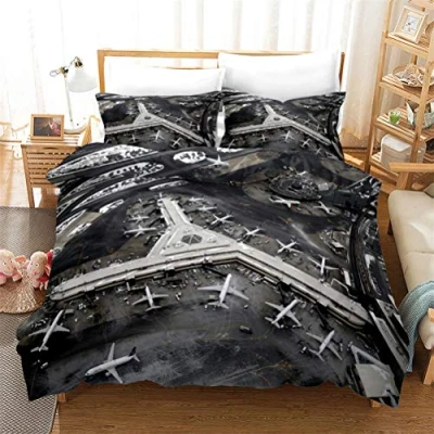 Image of Duvet Cover Set Modern Aviation Airplane Helicopter Theme Men and Teenagers Comfortable Durable Bedding Dreamy Aircraft Home Decoration (Aircraft 06,Double)