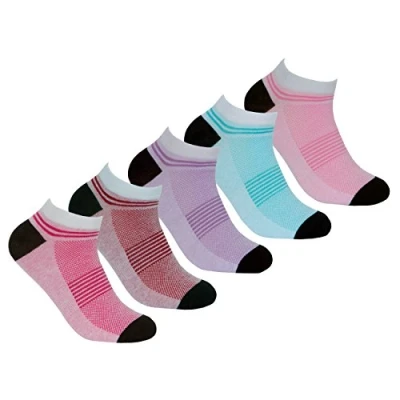 Image of REDTAG Ladies 5 Pack Sports Cotton Rich Trainer Liner Socks 4 8 Pink