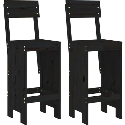 Image of vidaXL Bar Stools 2 pcs Black 40x48.5x115.5 cm Solid Wood Pine