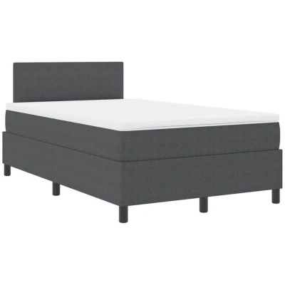 Image of vidaXL Box Spring Bed with Mattress Dark Grey 120x200 cm Corduroy Fabric