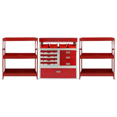 Image of Monster Racking Flame Metal Van Tool Storage Units Shelves Red, Steel Shelving Bays &amp; Drawers