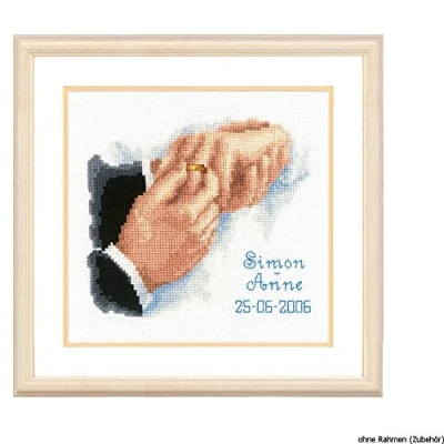 Image of Vervaco Wed Rec with This Ring CountedCross Stitch Kit, Multi Colour