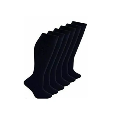 Image of Le11 Back to School Kids 6 Pairs Knee High Plain Cotton Rich Socks (Navy, 9 12)