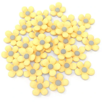 Image of Wedding Touches 30x Yellow 18mm Soft Feel Daisy Flatbacks Craft Cardmaking Embellishments