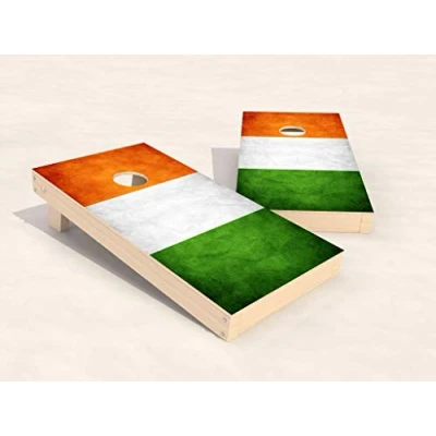 Image of Official Cornhole Set 90 x 60 cm Red Zone 2 Boards 4 Bags Carrying Bag Included MDF Premium Quality (Ireland Flag)