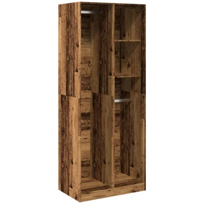 Image of vidaXL Wardrobe Closet Cabinet Old Wood Finish Engineered 80x50x200 cm Bedroom, Hallway Armoire