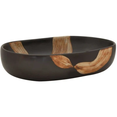Image of vidaXL Countertop Basin Black Oval 59x40x14 cm Ceramic