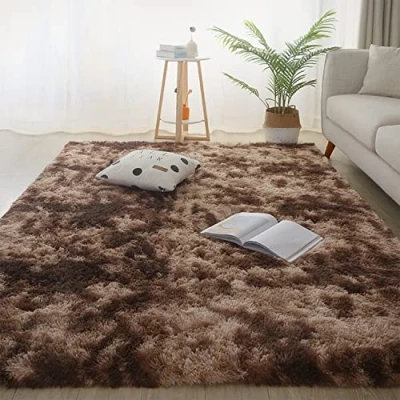Image of Jyswx Soft Shaggy Area Rugs for Living Room Modern Bedroom Small to Extra Large Size Fulffy Carpets Nursery Non Shedding Washable Home Dormitory Decorative, Coffee, 50x80CM