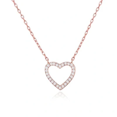 Image of Philip Jones Rose Gold Plated Open Heart Necklace Created with Zircondia® Crystals