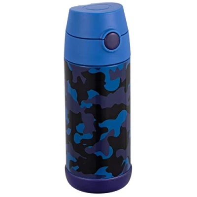 Image of Snug Kids Flask Stainless Steel Insulated Water Bottle with Straw for Children/Toddlers (Girls/Boys) Camo, 350ml