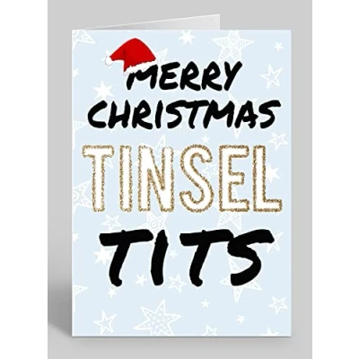 Image of Merry Christmas Tinsel Tits Rude/Funny Premium Quality Card