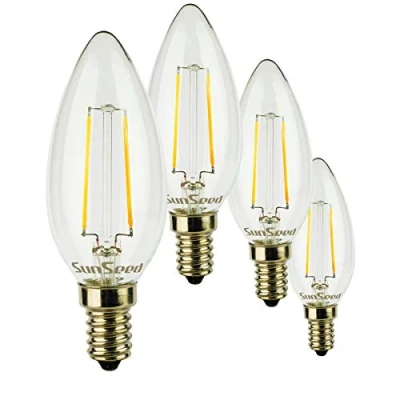 Image of SUNSEED 4 X E14 2W (Equivalent to 25W) Sapphire Filament LED Candle Light Bulb C35 Neutral White 4000K