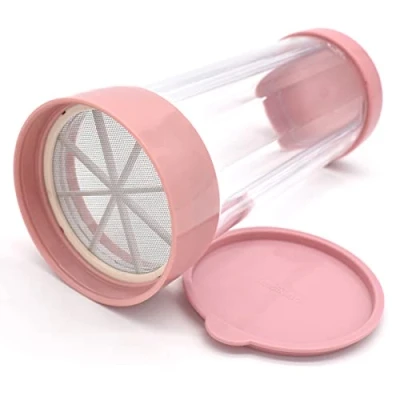 Image of Icing Sugar Shaker,Yueser Stainless Steel Fine Mesh Flour Sifter/Shaker Bottle for Chocolate Cappuccino Cocoa,Pink