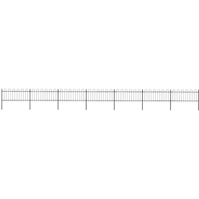 Image of vidaXL Garden Fence with Hoop Top Steel 11.9x0.8 m Black