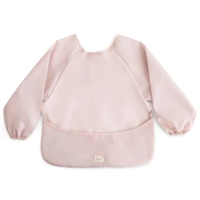 Image of Mushie Weaning Bib Baby Long Sleeve Toddler Bibs with Sleeves Waterproof Adjustable Fit for 6 24 Months Colour: Blush