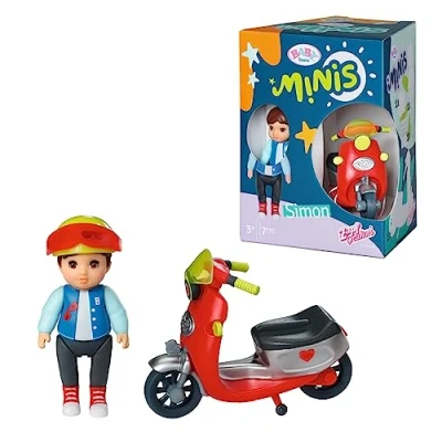 Image of BABY born Minis Playset Simon with Scooter 906118 7cm Doll Exclusive Accessories and Moveable Body for Realistic Play Suitable Kids From 3+ Years