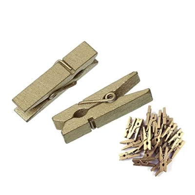 Image of 100 Mini Wooden pegs (Gold)