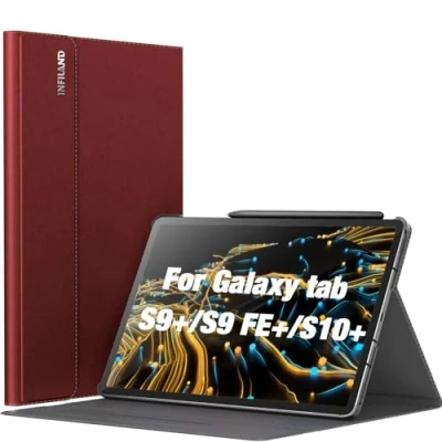 Image of INFILAND Galaxy Tab S10+ Plus/S9 FE+/S9+ Plus Case, Multi Angle Stand Cover Compatible with Samsung 12.4 Inch 2024/2023 [Auto Wake/Sleep], Dark Red