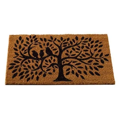 Image of GadgetZone Large Novelty Printed Birds Welcome Mat Natural Coir Absorbent Entrance Doormat Vinyl Backed &amp; Anti Slip Rubber Floor