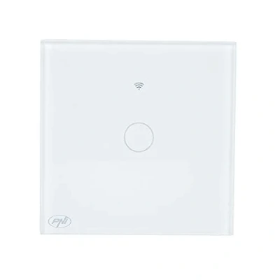 Image of PNI SafeHome PT101L WIFI Smart Light Switch, 1 Gang, 10A, no null phase need, Control via Tuya App, Compatible with Alexa &amp; Google Assistant, Timing Function, Voice Control, Scratchproof Glass