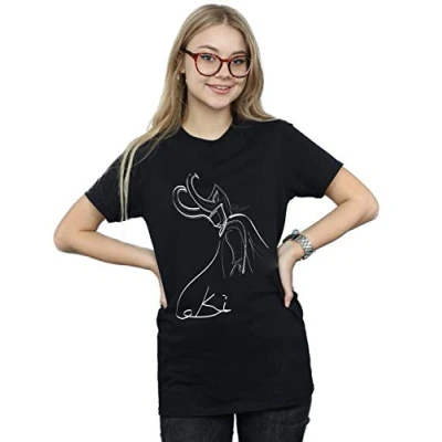Image of Marvel Women&#039;s Loki Lines Boyfriend Fit T Shirt Black Large