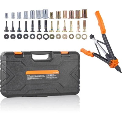 Image of VEVOR Rivet Nut Tool, 16 Rivnut Tool Kit with 13PCS Metric and SAE Mandrels, 186PCS Nuts, M3, M4, 10 24, M5, M6, 1/4 20, 8 32, 5/16 18, M8, 3/8 16, M10, M12, 1/2 13, Semi auto Retraction