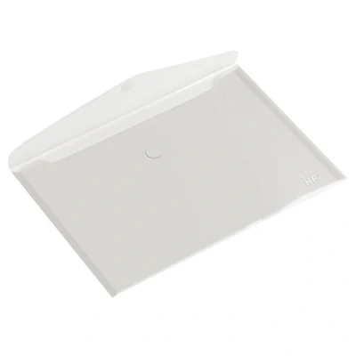 Image of HF2 Wallet Folder (Pack of 10) A5 Size Envelope Document with Hook &amp; Loop Closure Clear Transparent for Home Offices Landscape Organizer Holder, Clear/White, 190461