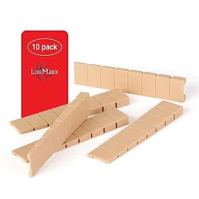 Image of LouMaxx Furniture Levelling Wedges Set of 10 8 x 20 100 mm in Beige Plastic with Integrated Predetermined Breaking Points