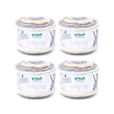 Image of Gründl Lollipop Design Pack of 4 x 150 g Hand Knitting Wool/Yarn Ball 100% Polyacrylic, Caramel Swirl, 24 cm 10