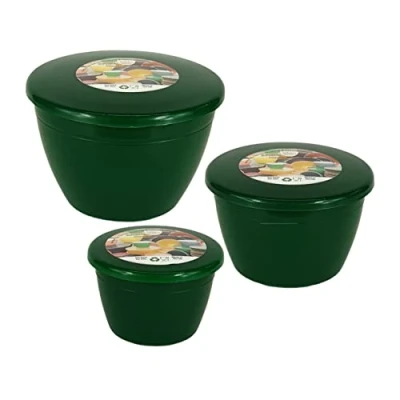 Image of Just Pudding Basins 3 Smaller Sizes in One Set Steam Bowls, Basin and Lid 1x 1/4 Pint, 1/2 Pint 1 (Emerald)