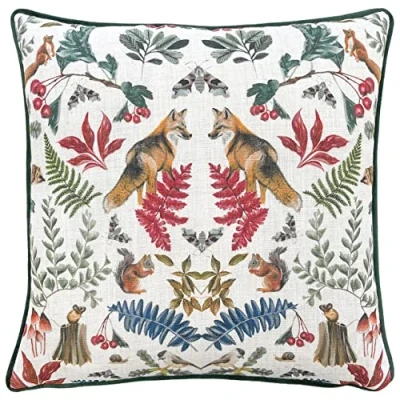 Image of Evans Lichfield Watercolour Piped Feather Filled Cushion Green One Size