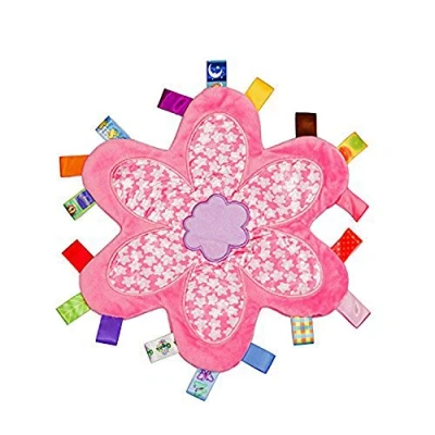 Image of G Tree Breathable Infant Taggy Blanket Bedtime Newborn Baby Soft Touch Plush Security Comfortable Taggie Present Flower Tag Pink