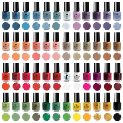 Image of Beauty4Britain Nail Polish Varnish Set 48 Modern Colours + 2 Art Sticker Sets Display Boxes