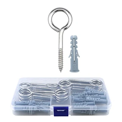 Image of Eye Screws Metal Hooks, 304 Stainless Steel Heavy Duty Eyelet Bolts Kit, Used For Fastening And Fixing Wood, Garden Indoor Outdoor Use(M4/M5/M6) (M5*70)