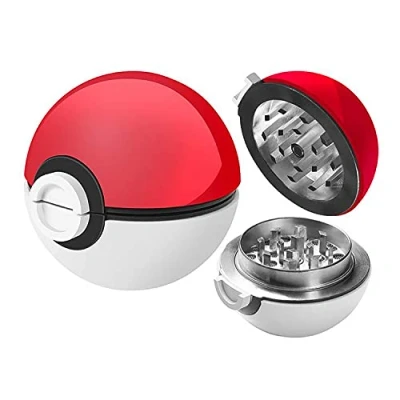 Image of Kaitoma Compatable with Pokeball Herb Grinder for Tobacco, Aluminium Metal Spice Mill / Crusher Gift Box 55mm (Red)